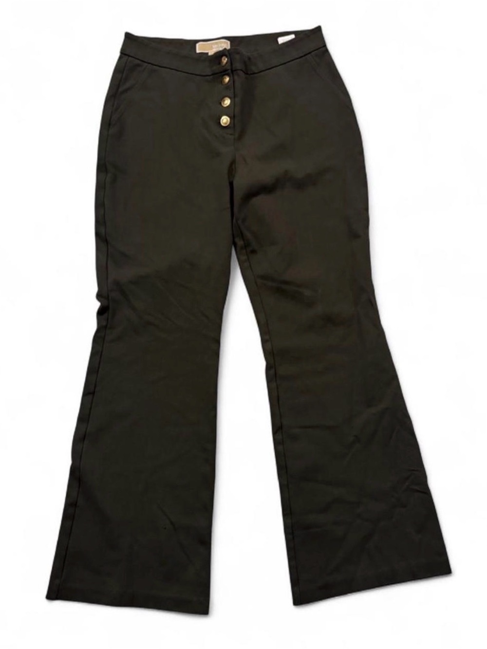Green Michael Kors Black Button-Front Flared Joggers